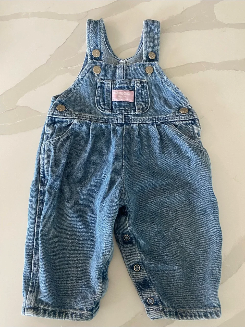 Vintage 80s 90s OshKosh B'gosh Blue Denim vestbak Overall One-Piece 18M